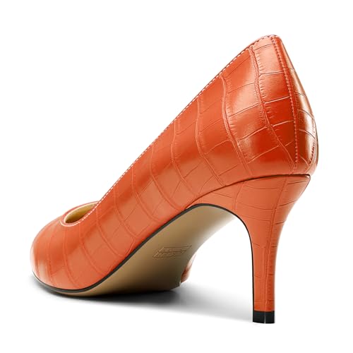 TNYNFBEB Womens Mid Kitten Heel Close Round Toe Pumps Slip-on Prom Wedding Dress Basic Classic 2.6 Inches Heels4