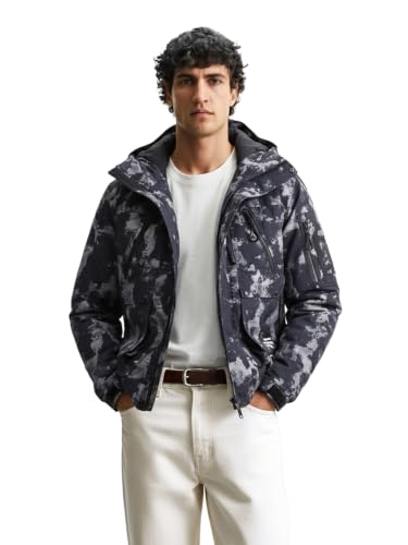 Image of The Indian Garage Co Men Regular Fit Long Sleeves Hooded Printed Jacket