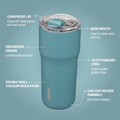 Image of BJPKPK 24 oz Coffee Tumbler, Insulated Stainless Steel Travel Cup | Double Wall Vacuum, Leak Proof Lid, Keeps Hot /Cold /Iced, BPA Free, Dishwasher Safe, Cupholder, Haze Blue