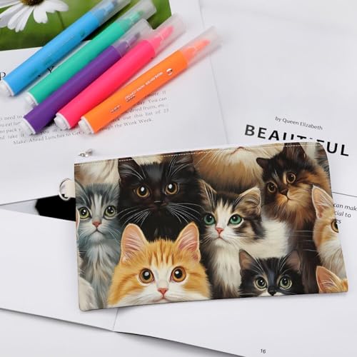 Cute Cats Fashion Coin Purse Change Makeup Bag Canvas Pencil Pouch Travel4