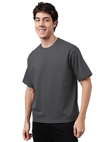 Image of Free Authority Loose Fit Solid Black Tshirt for Men