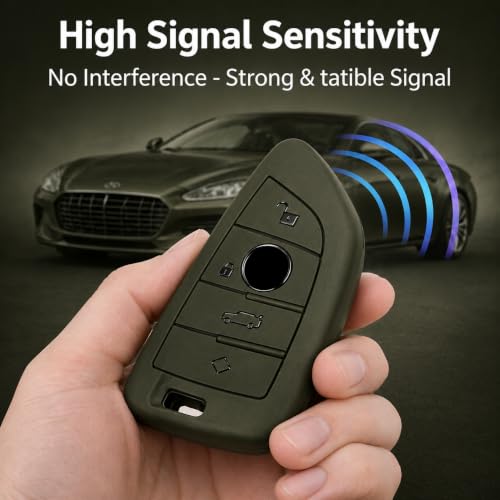 Image of JVCV Soft TPU Cover Compatible with BMW X1, X3, X6, X5, 5 Series, 6 Series, 7 Series 4 Button Blade Smart Key | Scratch-Resistant Protective Case (2 Pack - Matte Green)