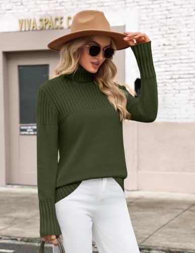 Zeagoo Green Turtleneck Sweater 2026 Fall Winter Knitted Outfits for Women - image 4