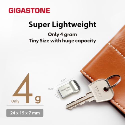 Image of GIGASTONE 64GB Nano USB 3.2 Flash Drive, Ultra Compact Metal Design, Up to 120MB /s