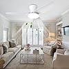 Ventilateur De Plafond Silencieux Avec Lumiere Et Telecommande, Lustre Avec Ventilateur 3 Pales, Dimmable, DC Motor, 6 Vitesses, Ventilo Plafond Moderne LED Pour Salon, Bureau, Chambre-White|100CM