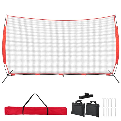 7x7ft /10x16ft /10x20ft Portable Backstop Net with Carry Bag and 12 Ground Stakes. Stable Baseball Target for Softball, Lacrosse, Soccer, Baseball. Sports Netting for Backyard Barrier or Garden Train