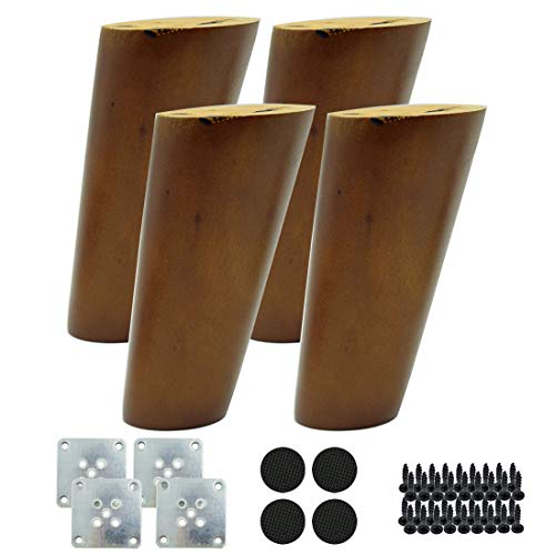Hxchen 4Pcs 120mm Vertical Height Wood Sofa Legs Walnut Finished Furniture Feet Replacement