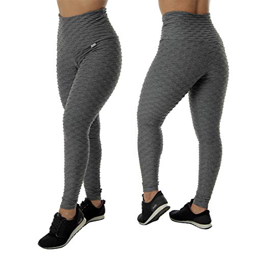 Kit 2 Calças Legging Feminina Bubble Cinza/Kaya Preto com laranja