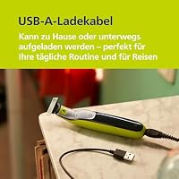 PHILIPS OneBlade 360 Face & Body - elektrischer Rasierer, Trimmer & Bodygroomer, 3x 360 Klingen, 4x Trimmaufsätze (1/2/3/5 mm), 2x Körperaufsätze, Nass- & Trockenrasur für Gesicht & Körper (QP2834/31) – Ansicht 6