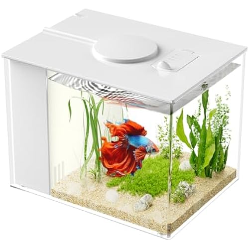 Vehipa 3.7L (1 Gal) Betta Fish Aquarium, Acrylic Small Fish Tank Kit White