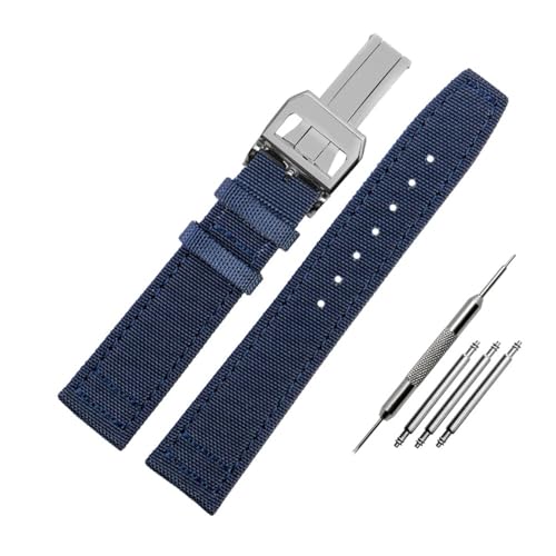 [ȓX] iCLoX Lea/ther {gvXgbv 20 21 22 A[~[O[u[ubNvoh Fit For IWC }[N-xx pCbg|gM[[ɓK(Blue-Silver,20mm)