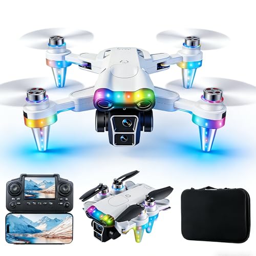 Drones for kids 8-12 with camera – Drone with camera for kids & Beginners, Mini kids drone with Fancy LED Lights, 2.4' Built-In FPV Screen, Dual Batteries, Indoor & Outdoor Toy Gift