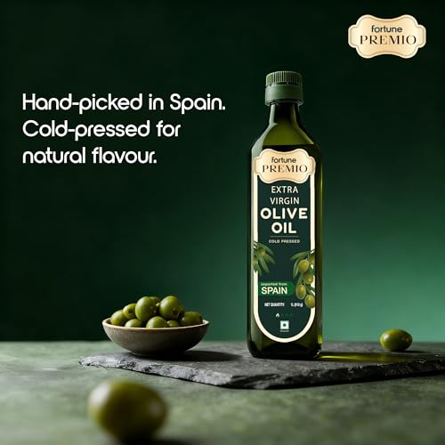 Image of Fortune Premio Cold Pressed Extra Virgin Olive Oil 1L | 100% Pure EVOO | Rich in Antioxidants | Ideal for Salads, Dressing & Light Cooking