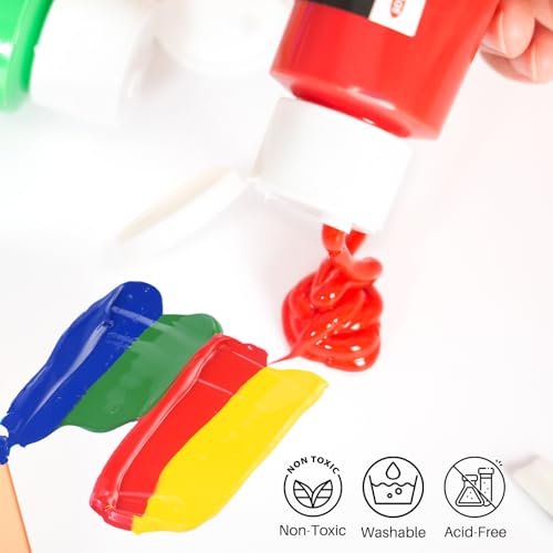 Anyart Acrylfarben Set 18 Farben je 59ml Acrylic Acryl Paint für Leinwand Papier Stein Holz Keramik Stoffe Wasserfest Lichtecht Schnell Trocknend Maler Künstler