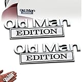 Old Man Edition Car Emblem 3D Metal Sticker Badge – Funny Edition Nameplate Decal for Side Rear Tailgate Bumper – Waterproof Rustproof Adhesive for Car Truck SUV Motorcycle(Silver and Black)