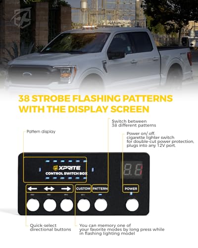 image for Xprite White Amber Rooftop Emergency Strobe Light Bar, Beacon Safety F
