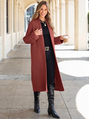 Image of ANRABESS Women Knit Long Cardigan Long Sleeve Open Front Lapel Oversized Sweater Coat 2025 Fall Duster Outerwear Clothes