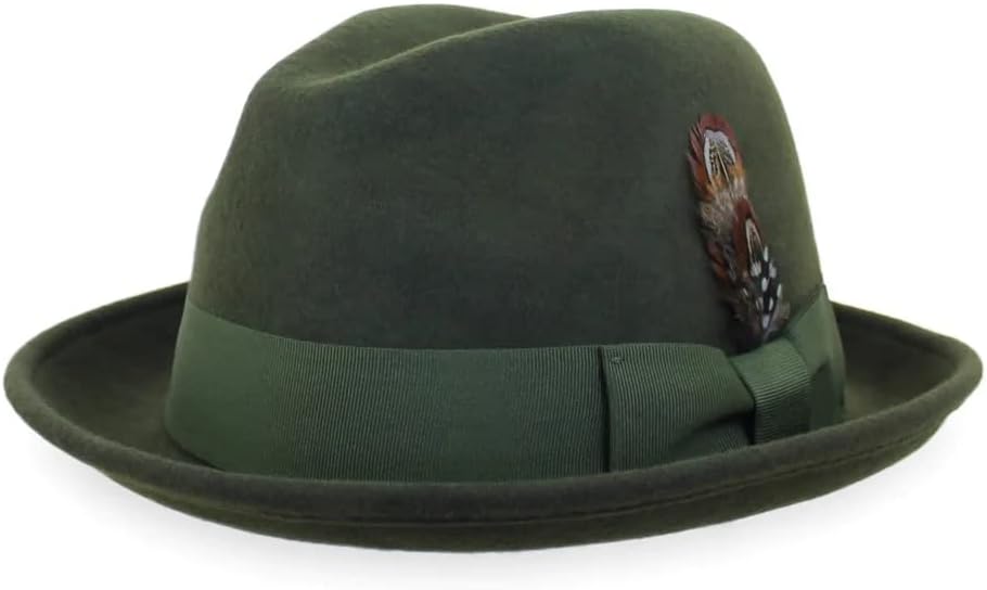 Hats in the Belfry Trilby Men/Women Snap Brim Vintage Dress Fedora Hat 100% Wool (US, Alpha, XLarge, Olive) - Image 3