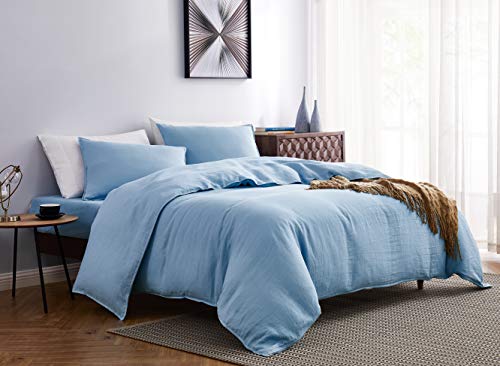 Dapu Pure Hemp Duvet Cover Set, 100% Natural Viscose-Free Hemp, Breathable And Durable For Hot Sleepers, 1 Duvet Cover And 2 Pillowcases (Cornflower, King) #TOP1