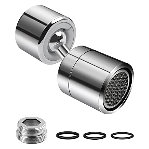 Her Kindness 360° Swivel Tap Aerator Water Faucet,Dual Brass Swivel Ball for Kitchen Bathroom Taps with M22 External Thread or M24 Internal Thread Nozzle,Splash Water Saver Spout Filter Washer Cover