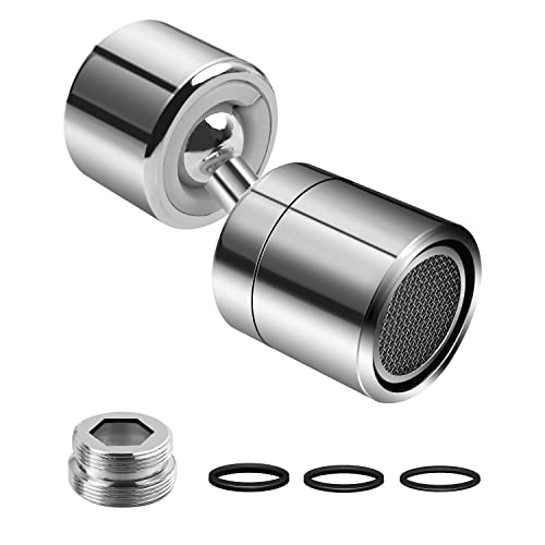 Kitchen Sink Tap Aerator Her Kindness 360° Swivel Tap Aerator Water Faucet, Dual Swivel Angle Changing Freely Tap for Kitchen Bathroom Taps with M22 External Thread or M24 internal Thread