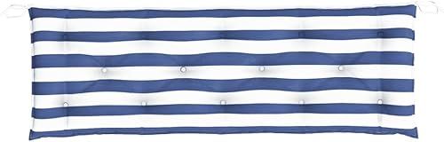 Miniatura 5 de Cojines de banco de jardín, 2 unidades, rayas azules y blancas de 59.1 x 19.7 x 2.8 pulgadas, cojines de tela para sillas de cocina, cojines para