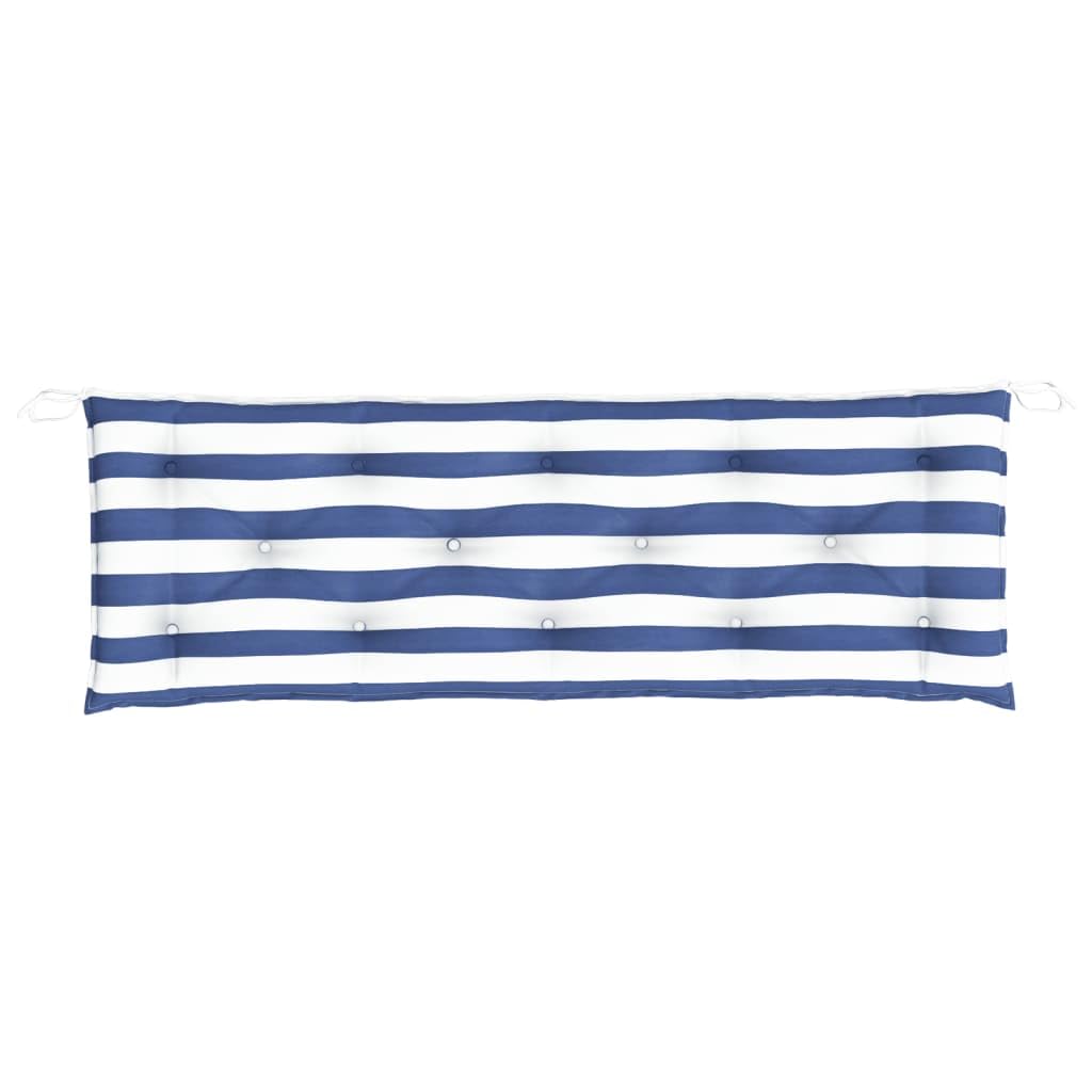 vidaXL Coussin de Banc de Jardin, Coussin de Siège, Coussin de Banc de Patio, Coussin de Meuble de Jardin d'Extérieur, Rayures Bleues/Blanches 150x50x7 cm