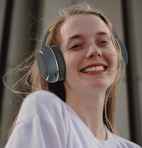 Image of H6 Over Ear Headphones with ENC + HD Calling, Upto 50 Hrs Playtime, Fast Charging, in-Built ENC Mic, 40mm Titanium Bass Drivers, Super Soft Cushion, AUX in, Foldable Design (Navy Blue)