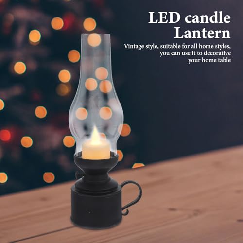 Lámpara de vela LED vintage: ilumina tus noches en el hogar con este farol portátil negro 4