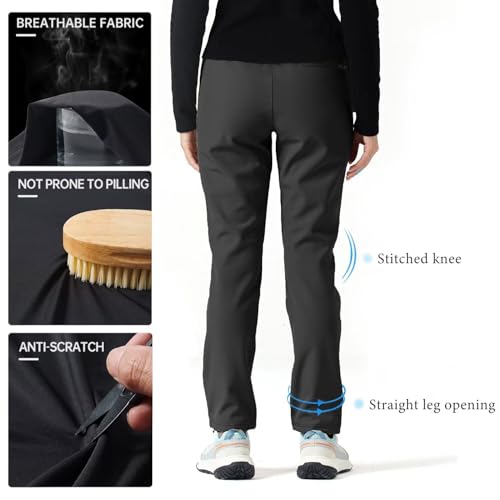 Tectop Women's Waterproof Fleece Hiking Pants with Pockets for Camping Trekking