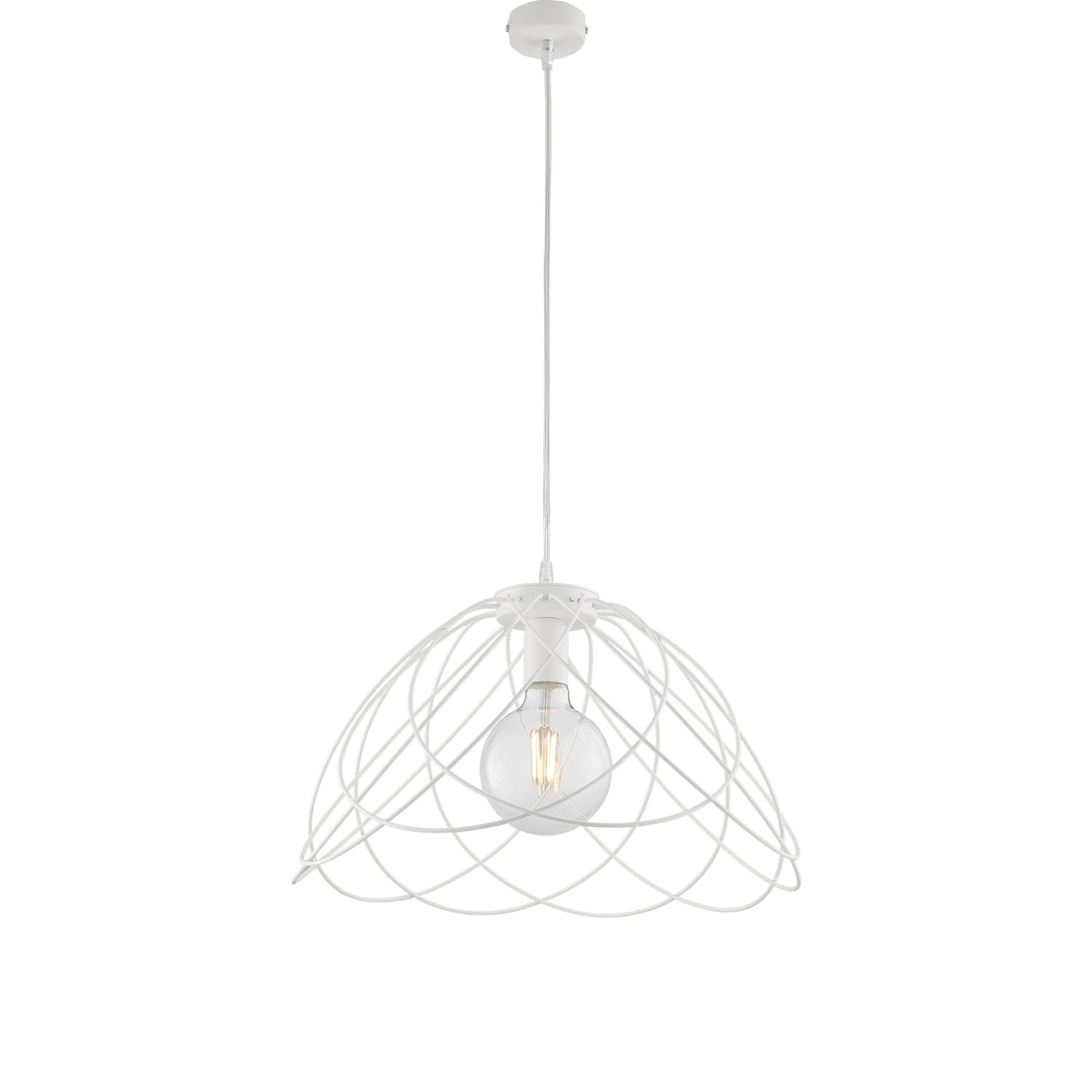 Lustre en fer laqué blanc Pagode avec câble réglable d45cm BL298S1BCO - 4
