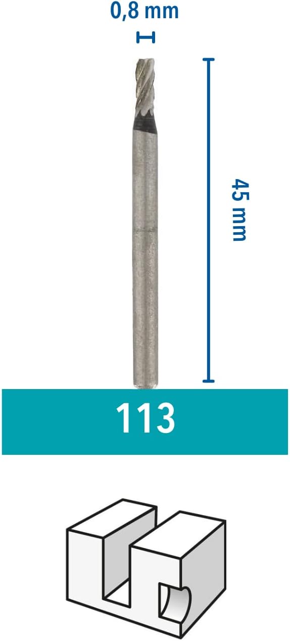 Dremel 113 Engraving Cutting Bit Multipack - 3x Long Cylindrical-shaped Engraving Cutter with 1.6mm Working Diameter