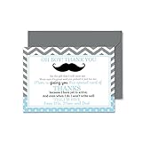 15 Mustache Thank You Cards with Grey Envelopes - Stationery for Boys Baby Shower - Dapper Chevron Stripes