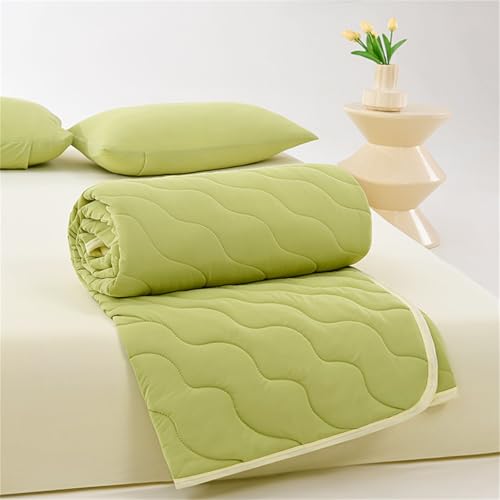 Chickwin Colcha Acolchada, Colchas Acolchadas Color Sólido Cama 90/135/150/180, Cubrecama Verano Reversible Microfibra Suave para Cama Individual Matrimonio (Verde + Blanco cremoso,180x200cm)