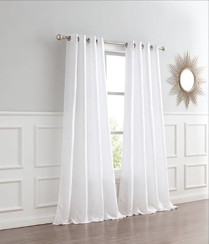 Dainty Home Verona Crushed Silk Living Room and Bedroom Curtains Set – White 54" x 84" Light Filtering, Machine Washable, Perfect for Living Room & Bedrooms at Any Time of The Year