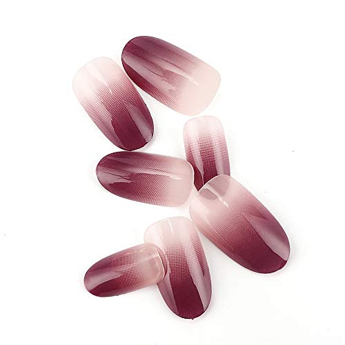 NEW Style Fake Nails, Purple Gradient Short Nail Art Round Head False Nails 24pcs 12 Different Size (Purple Gradient)