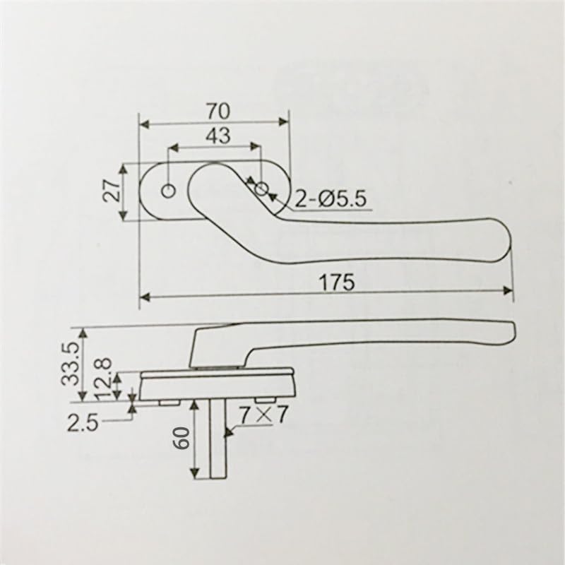 Window Handle, Aluminum Alloy Casement Window Screen Folding Door Sword-Shaped Thin Flat Square Steel Handle Window Handles