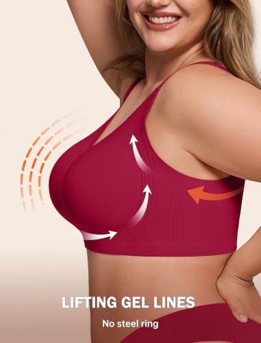 Image of LetsJoli Bras for Women Supportive Wireless Push Up Bra Full Coverage No Underwire Seamless Plus Size for Older Women