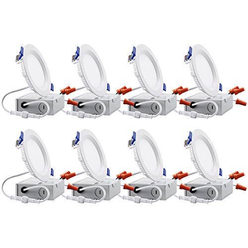 TORCHSTAR 8-Pack 4 Inch 10W LED Recessed Lighting Anti-glare Trim, CRI 90+, Dimmable Airtight Downlight, IC Rated, 3000K Warm White, ETL & Energy Star Listed