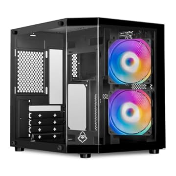 Gabinete Gamer Mancer CV700M | Mini Tower | Lateral de Vidro Temperado | 2 Ventoinhas de 120mm Inclusas | Suporta Placas M-ATX/ITX | Preto | MCR-CV700M-BK-2F