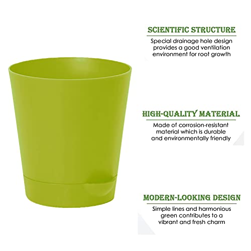 Image of Heart Home Plastic Titan Pot|Garden Container for Plants & Flowers|Self-Watering Pot with Drainage Holes,6 Inch,Pack of 4 (Green)