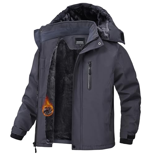 Image of Winter Jacket for Boys and Girls Waterproof Ski Jacket Winter Snow Coat Hooded Fleece Windproof with Zip Pockets