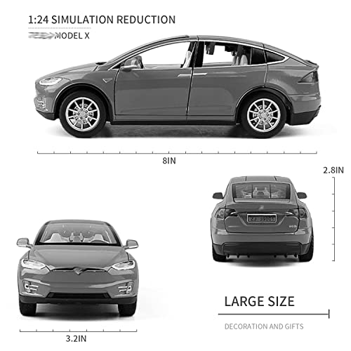 Jiayemodel 1:24 Diecast Model Car For Tesla Model X, Complete With Lights And Simulation Of Sound. This Decorative Alloy Mini Vehicle Is A Unique Gift For Your Loves Or Young. (Blue) #TOP2