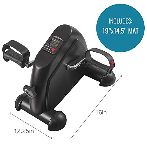 DMI Under Desk Mini Bike for Arms or Legs to use as Exercise Equipment or Physical Therapy with Digital Monitor, Step Tracker and Adjustable Tension Knob, Mat and Batteries Included