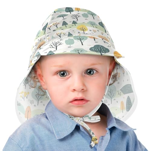 Cartoon Childish Green Trees Unisex Baby Beach Hat Boys Summer Hat Girl UPF 50 Adjustable Traveling Swim2