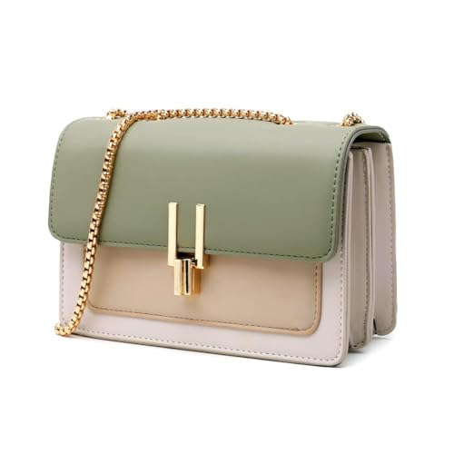Color-Block Crossbody Bags for Women Purse Square Flap Leather Shoulder Bag Cute Designer Handbags Leather Handbag for Women