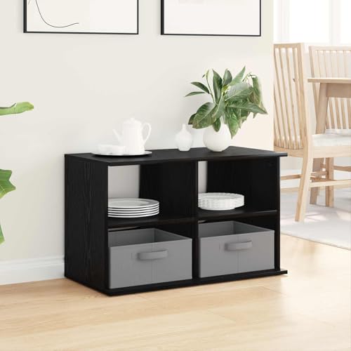 Meuble bas moderne aspect chêne noir table TV en bois composite robuste - 5