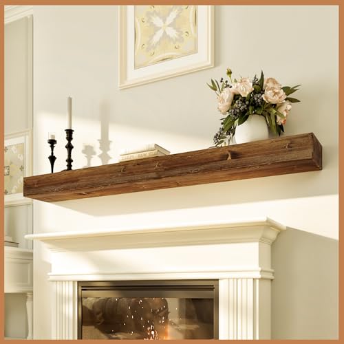Avana Rustic Fireplace Mantel Shelf 60 Inches - Handcrafted Wood Mantles For Over Fireplace - Wall...