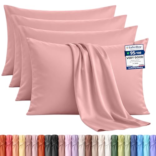 Utopia Bedding - 4 Pack Pillow Cases - OEKO-TEX - Standard Size 50x75 cm - 100% Brushed Microfiber Pillowcases with Envelope Closure, pillows not included - Wrinkle, Fade, & Stain Resistant - Pink