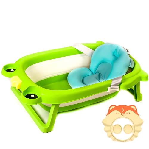 Ba&ntilde;era Bebe Plegable con Cojin para Ba&ntilde;era Bebe Adaptable y Gorro de Ducha para Bebe |...